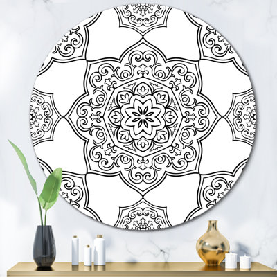 Mandala gris sur blanc - impression sans cadre sur métal