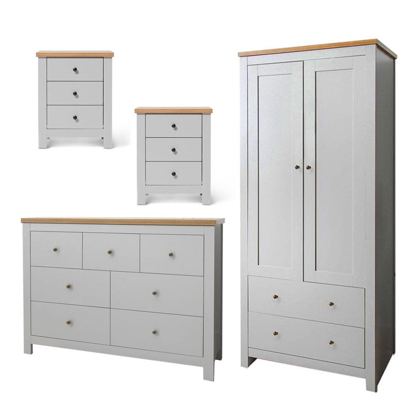 Maryhannah 2 Door Manufactured Wood Wardrobe, Stone Grey