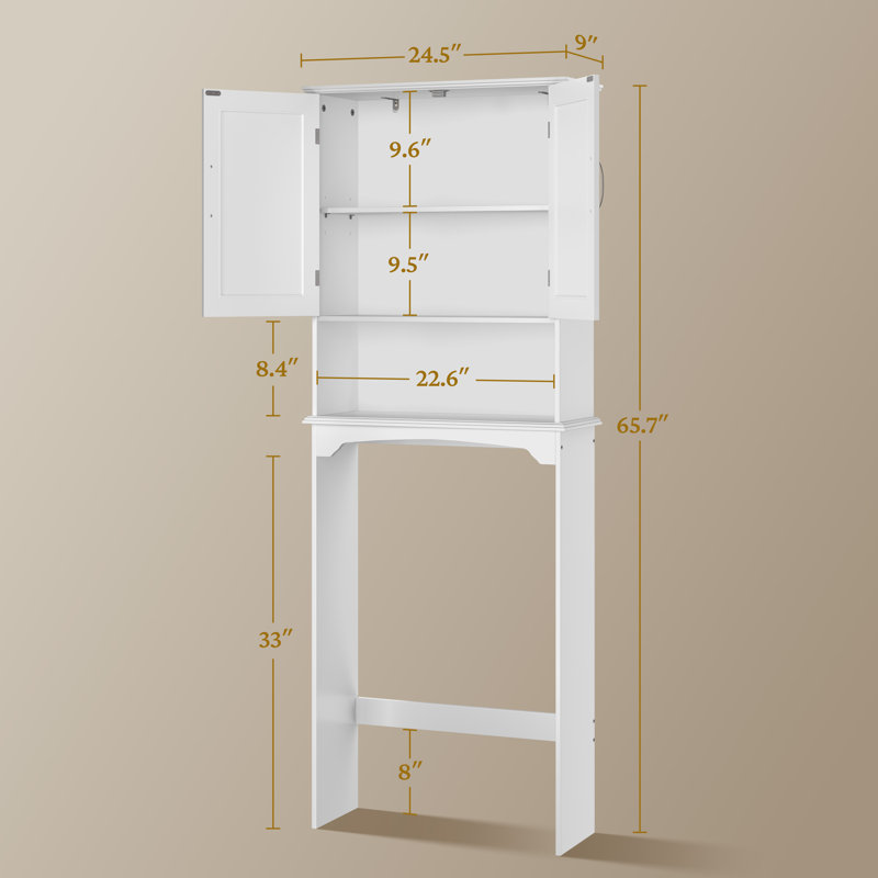 Dharmraj Over The Toilet Bathroom Storage With Upper Cabinets And Open Shelves, White