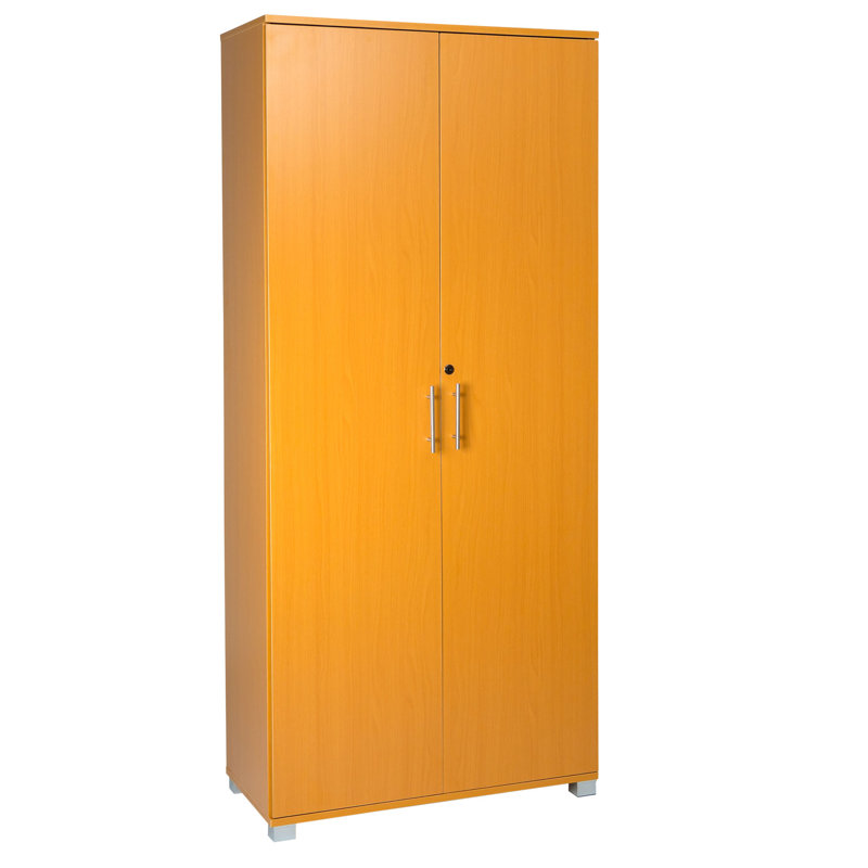 Beech Tall Storage Cabinet Cupboard with Lock, 2 door 4 Shelf Cabinet for Files , Tool, Storage Cabinet