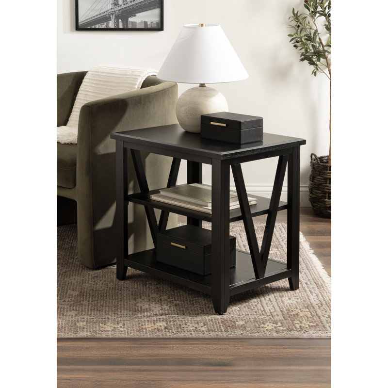 Rectangle Tiered Wooden Side Table