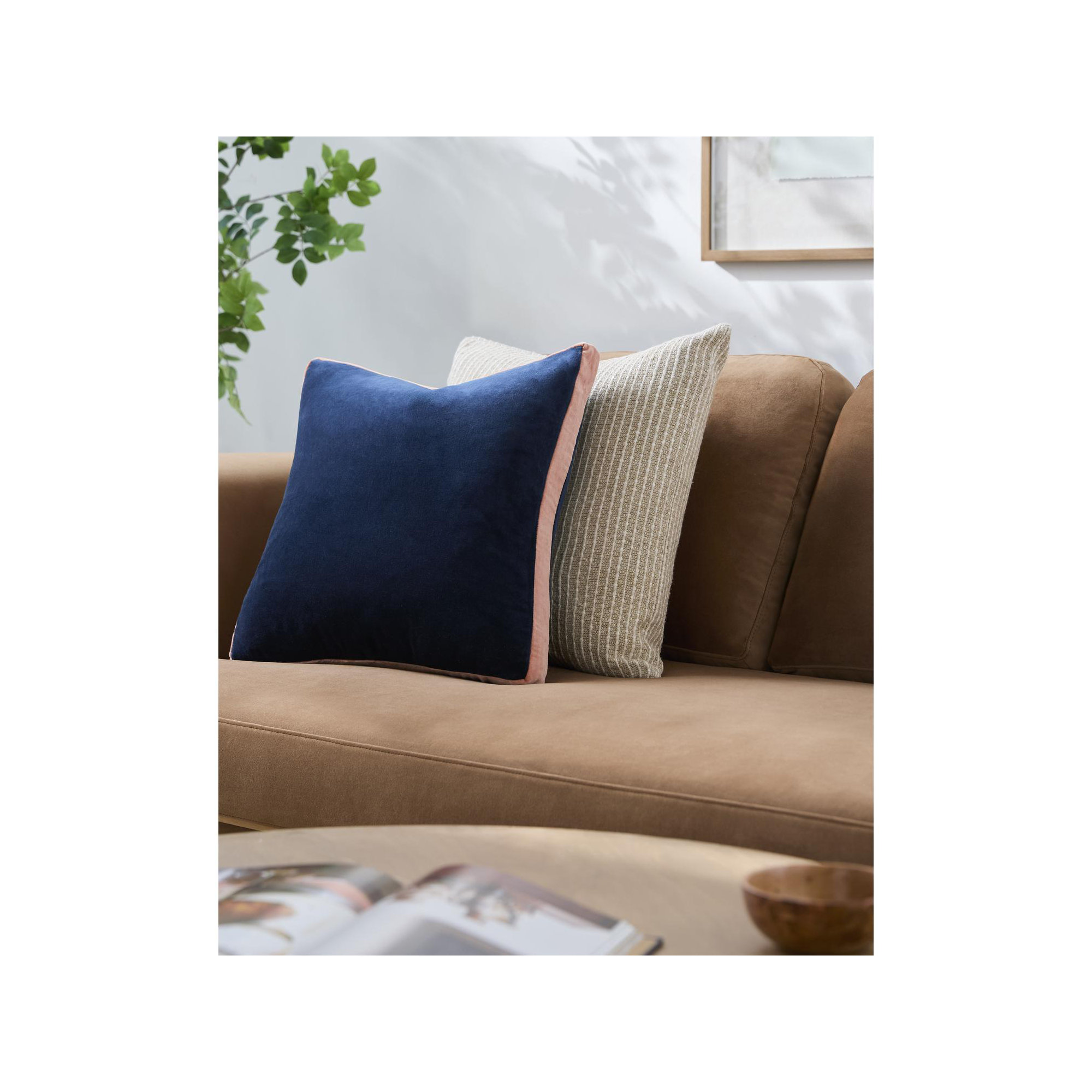  Nicholas Cotton Throw Pillow, Navy/Pink, Pillow Cover Only - No Insert, 18" x 18"
