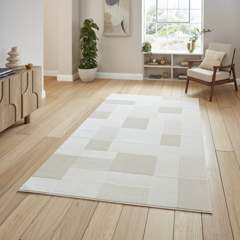 Taylani Rectangle Geometric Washable Area Rug, Grey, Rectangle 160 x 230 cm