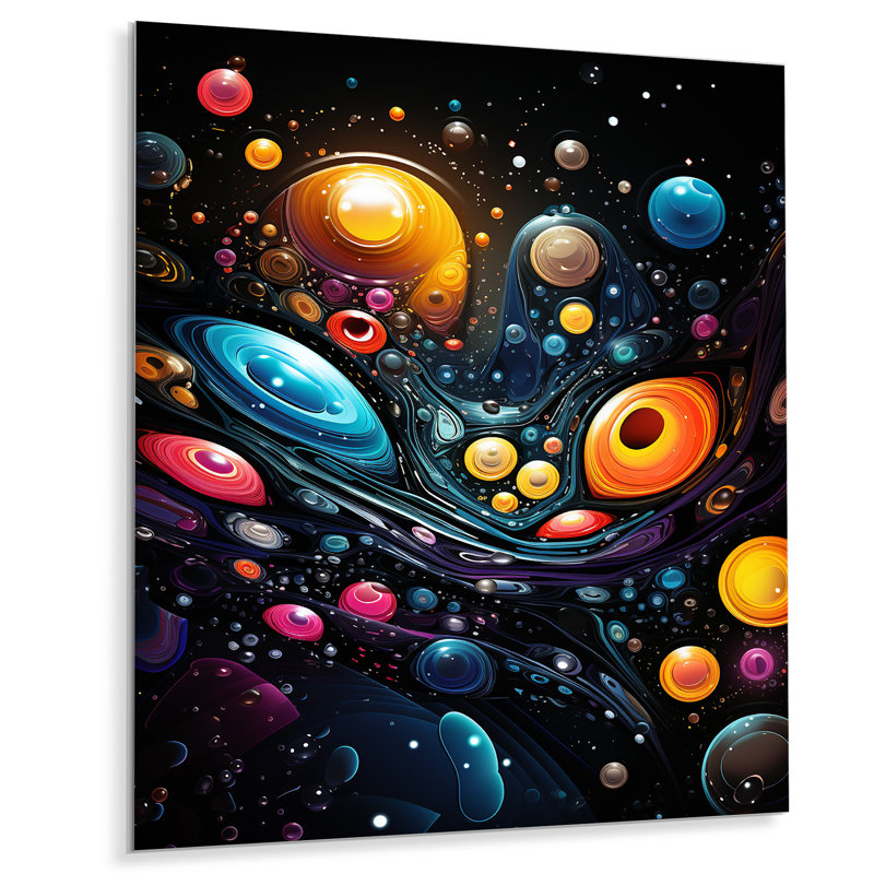 Cosmic Planets Dreams Landscape III - Art mural fantastique en métal, H 32 po x l 24 po x P 1 po
