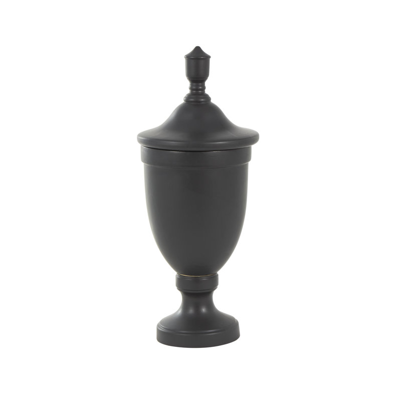 Cidni Ceramic Fluted Urn Shaped Decorative Jars with Lid, 28.13" H x 11.25" W x 11.25" D, Black