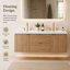 Meuble-lavabo mural 59 po à double cuve 59 po, armoire de salle de bain flottante avec plateau intégré SMC, tiroirs à fermeture en douceur et armoires latérales, finition chêne