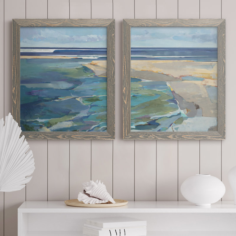 Breakwater - Ensemble de 2 reproductions d'art sur toile encadrées, Encadré gris, H 20 po x l 17 po x P 1 po