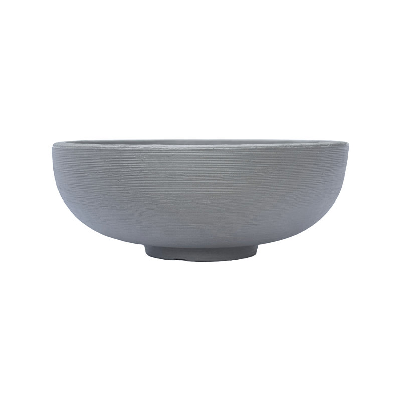 Orinoco Double Walled Plastic Planter Bowl for Indoor/Outdoor, Weathered Concrete, 15" H x 39.75" W x 39.75" D