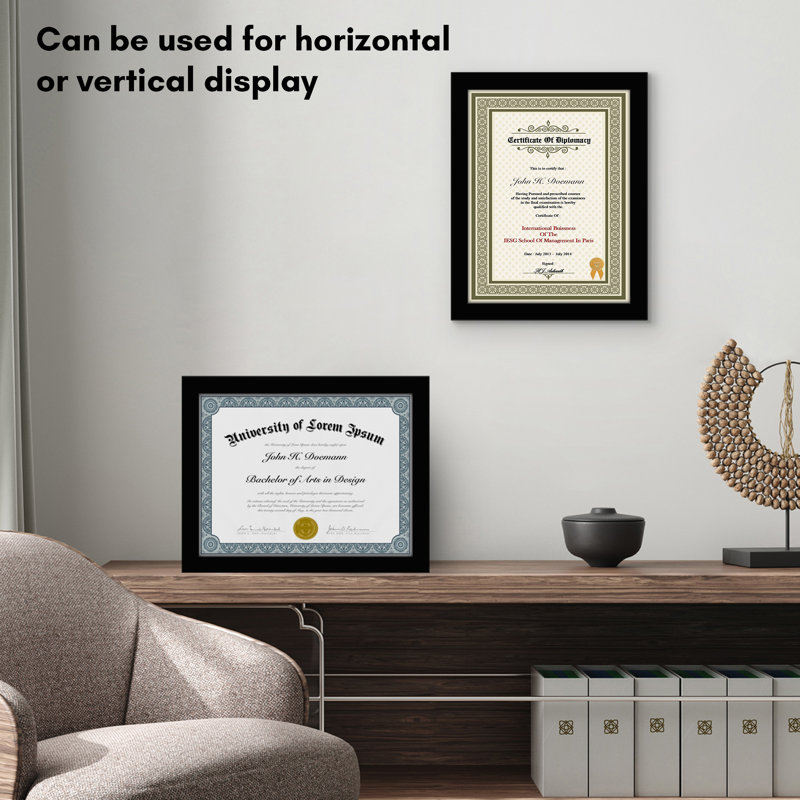 Meridee 8.5x11 Diploma Frame - Document Frame with Shatter-Resistant Glass and Engineered Wood - (2 Pack)