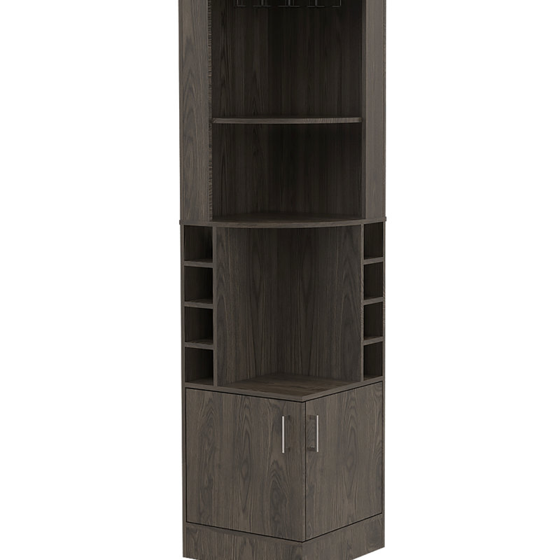 Adden 2-Shelf 8 Dark Walnut Bar Cabinet For Efficient Storage Featuring 2 Shelf Options, 69.39" H x 18.21" W x 18.04" D