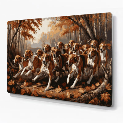 Dogs English Foxhound Black Metal Wall Art