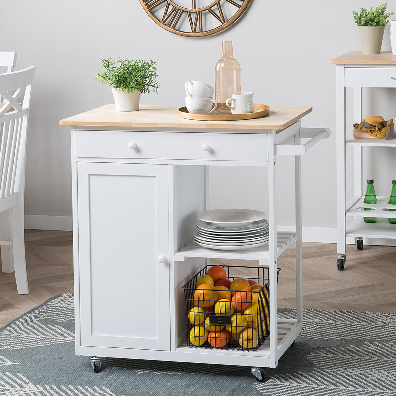 Uma Wood Kitchen Cart, White