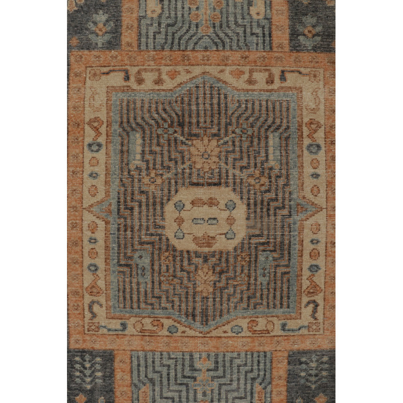 Distressed Homage Hand Knotted Wool Geometric Area Rug, Rectangle 10' x 14'