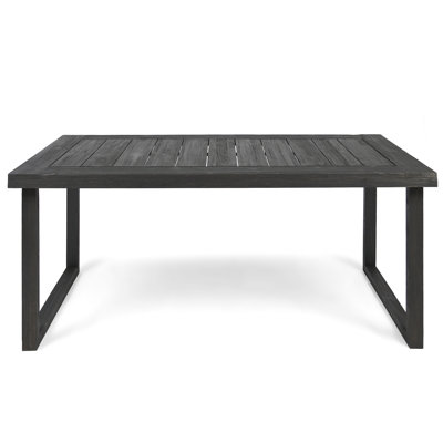Elegant 69" Wood Outdoor Dining Table, Sandblast Gray Style Table In Dark Richness