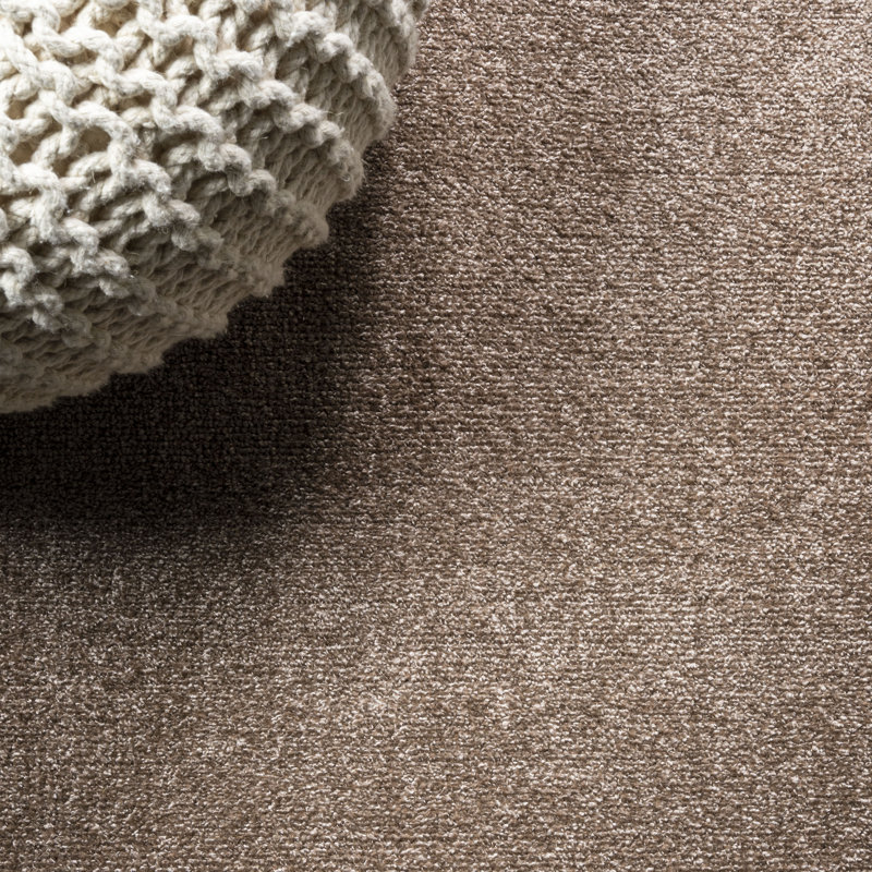 Antto Solid Low-Pile Brown Rug, Round 8'