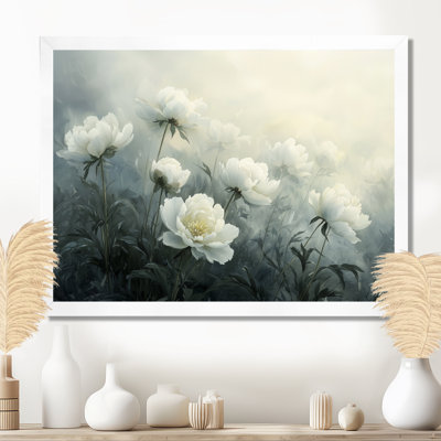 Iryana pivoines dans la brume de prairie - pivoines, art mural