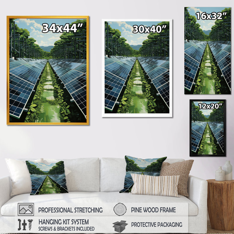Panneaux solaires Green Solution Field I, H 32 po x l 24 po x P 1 po, Cadre flottant doré
