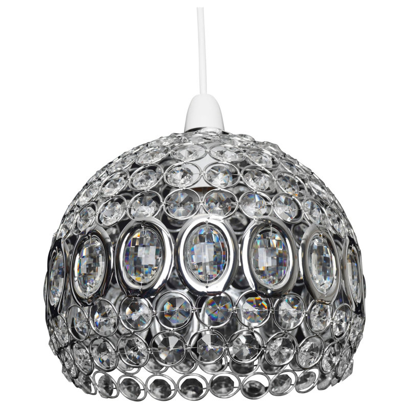 Alice 20 cm H Bowl Glass Pendant Shade ( Uno ), Chrome