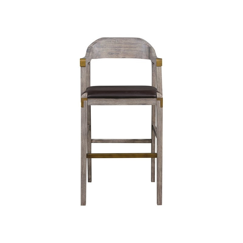  Tabouret à hauteur de bar en bois d'hévéa avec siège rembourré en bois de grange clair