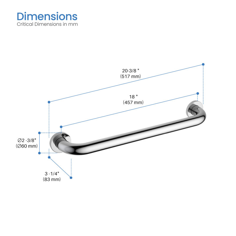 20.38'' Bath Safety Grab Bar, Chrome