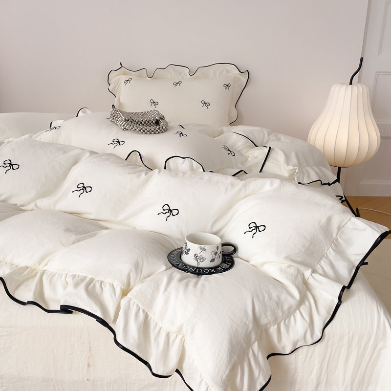 Ensemble de housse de couette 3 pièces, Housse de couette pour très grand lit et 2 taies, Blanc