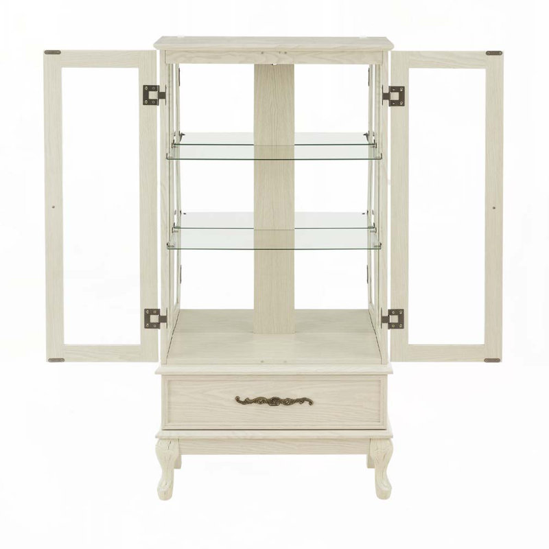 Armoire vitrée avec porte vitrée Curio, Blanc antique