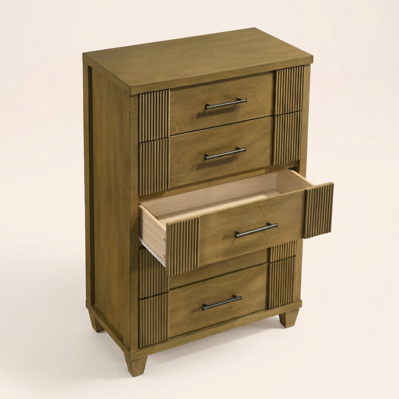 Commode 5 tiroirs Shalyce, Chêne antique