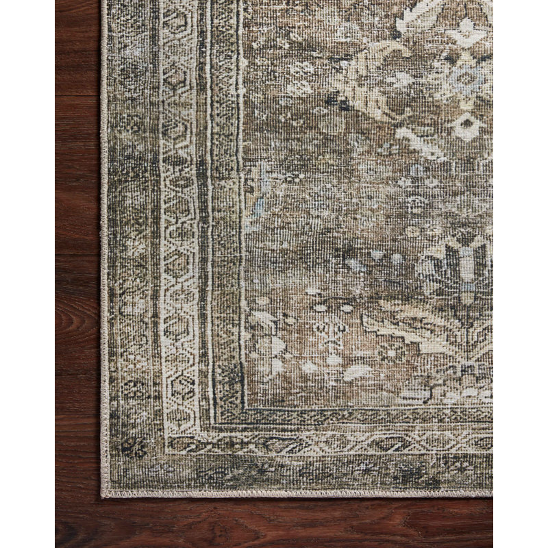 Sim Oriental Antique/Moss Area Rug, Rectangle 7'6" x 9'6"