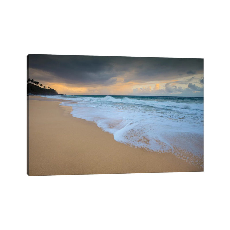 USA, Hawaii, Kauai. Cloudy morning at Secret Beach. 1 Piece Wrapped Canvas Wall Art, 66.04 cm H x 45.72 cm W x 1.91 cm D