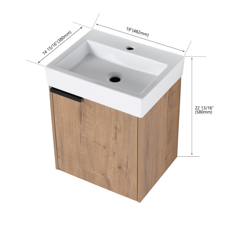 Catinia  18" Wall Mounted Single Bathroom Vanity Set with Ceramic Top without Faucet