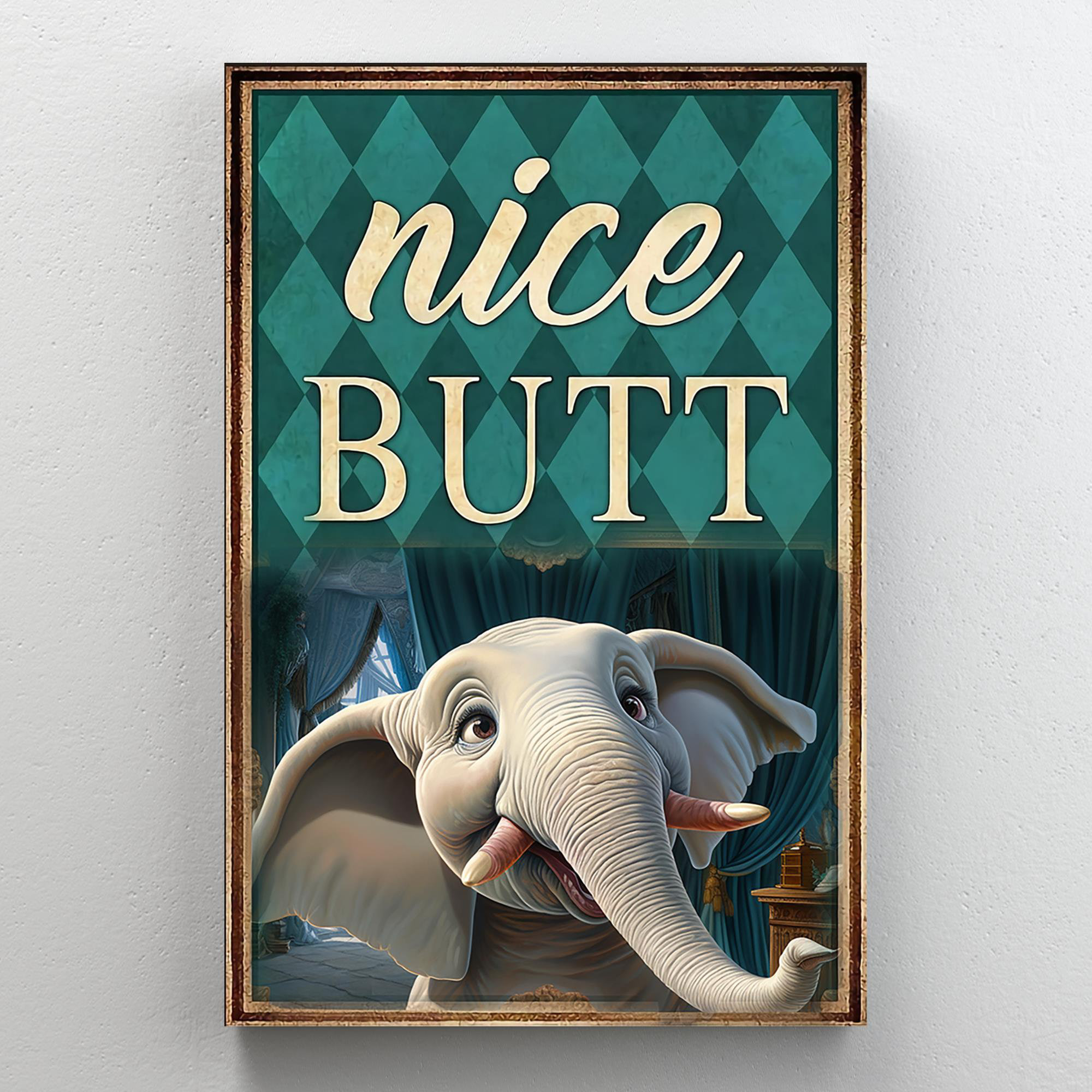 Trinx Elephant Nice Butt - 1 Piece Rectangle Graphic Art Print On ...