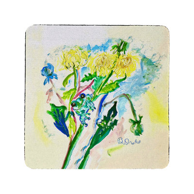 Sous-verre grenouille et fleurs