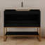 36" Modern Bathroom Vanity With Sintered Stone Top, Ceramic Sink, Gold Legs & Flip Drawer & Soft-Close Drawers-358212744