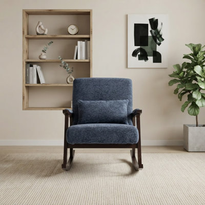 Fauteuil à bascule d'appoint moderne du milieu du siècle avec cadre en bois massif