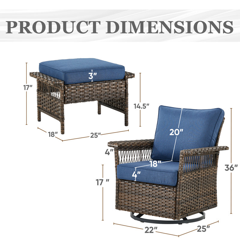 Tapash 4 - Person Patio Conversation Set with Cushions, Blue