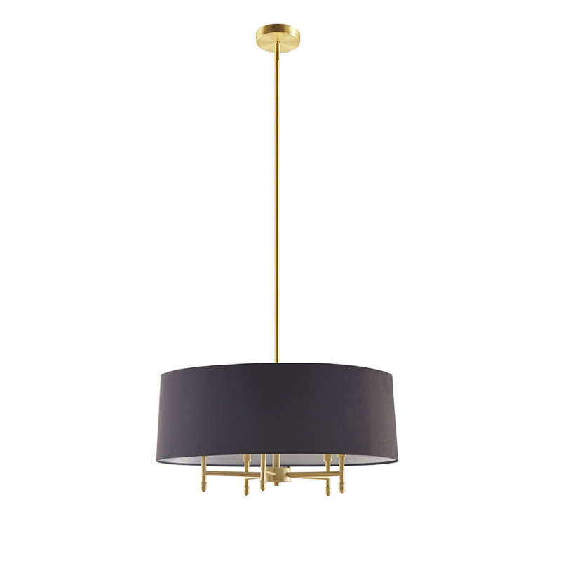 Lustre traditionnel 5 lumières Verisse avec abat-jour conique réglable et finition laiton plaqué