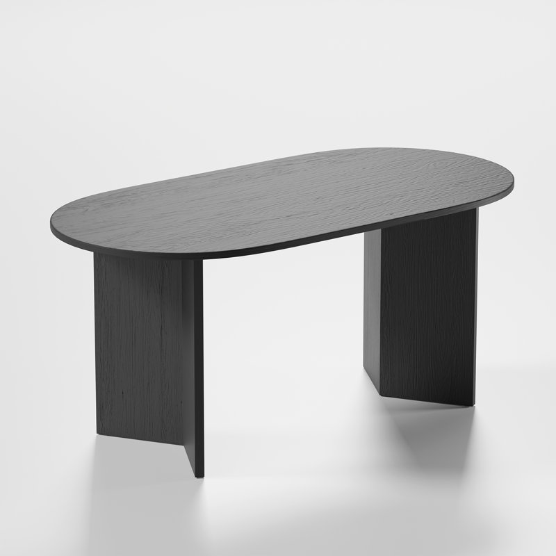Nina 79" Solid Oak Oval Dining Table, Black
