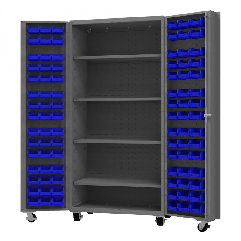 Bin Cabinet, Gray/Blue