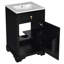 Meuble-lavabo de 20 pouces avec lavabo en céramique. Compact et élégant. Protection contre le débordement. Étagère réglable à fixation sur porte. Finition noire. Évier de construction, porte à fermeture en douceur, rangement pour un espace serein