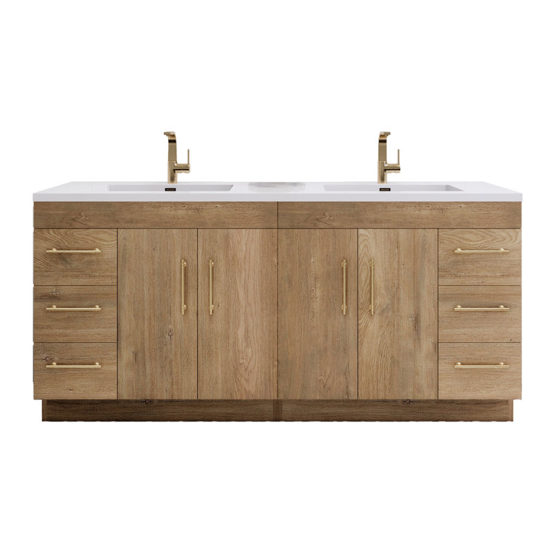 Spring 72" Double Bathroom Vanity Set, Teak Oak