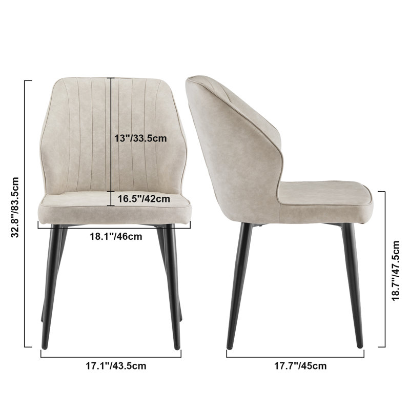 Upholstered Metal Dining Chair, Beige