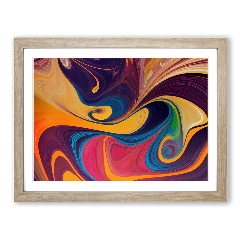 Marble Abstract Vol.2 1 Piece Single Picture Frame Wall Art, 25cm H x 34cm W x 2cm D, Oak