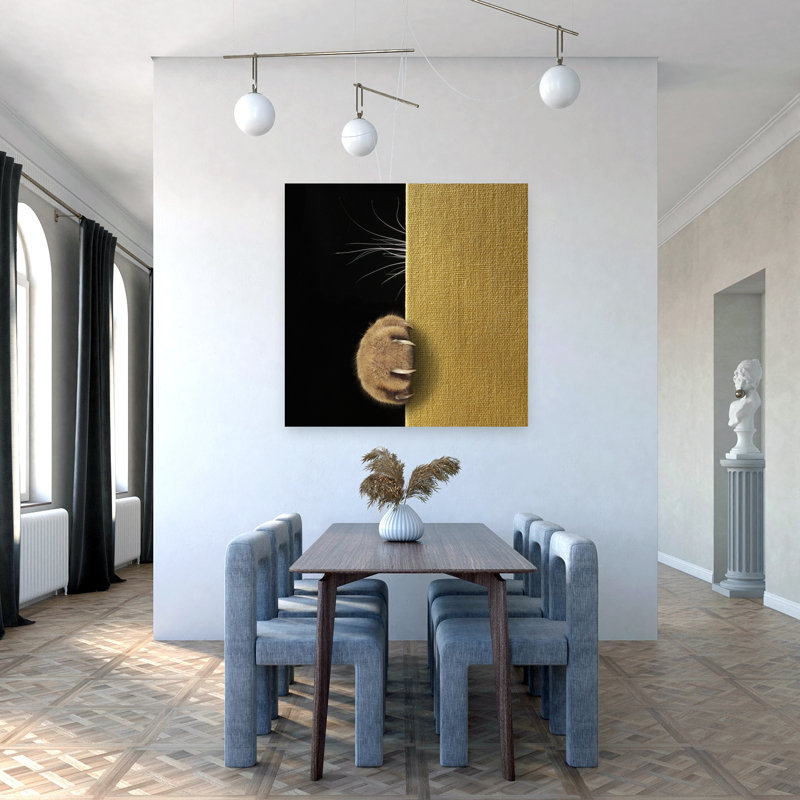Cat'S Curious Paw Playful Contemporary Cat Wall Art Print, 121.92cm H x 121.92cm W