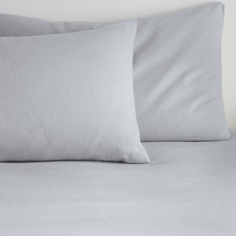 Brushed Bedding 100% Cotton Housewife Pillow Case, Silver