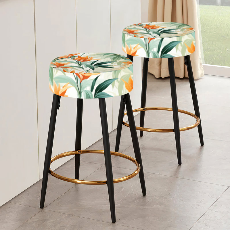Ensemble de 2 tabourets de bar tropicaux vert et orange Mirage