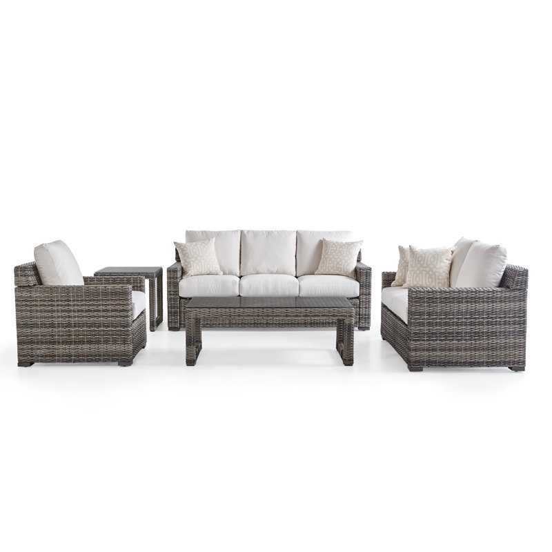 Varney 56'' Wide Loveseat with Cushions, Cast Silver Sunbrella®