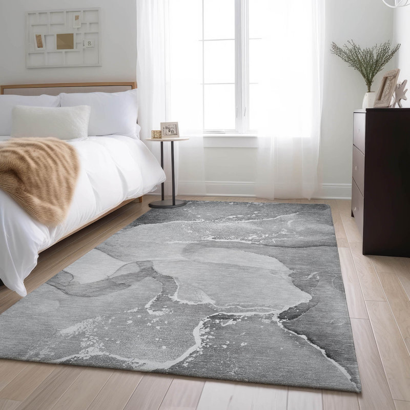 Premium Machine Washable Cerrito AMF517 Gray Rug, Rectangle 8' x 10'