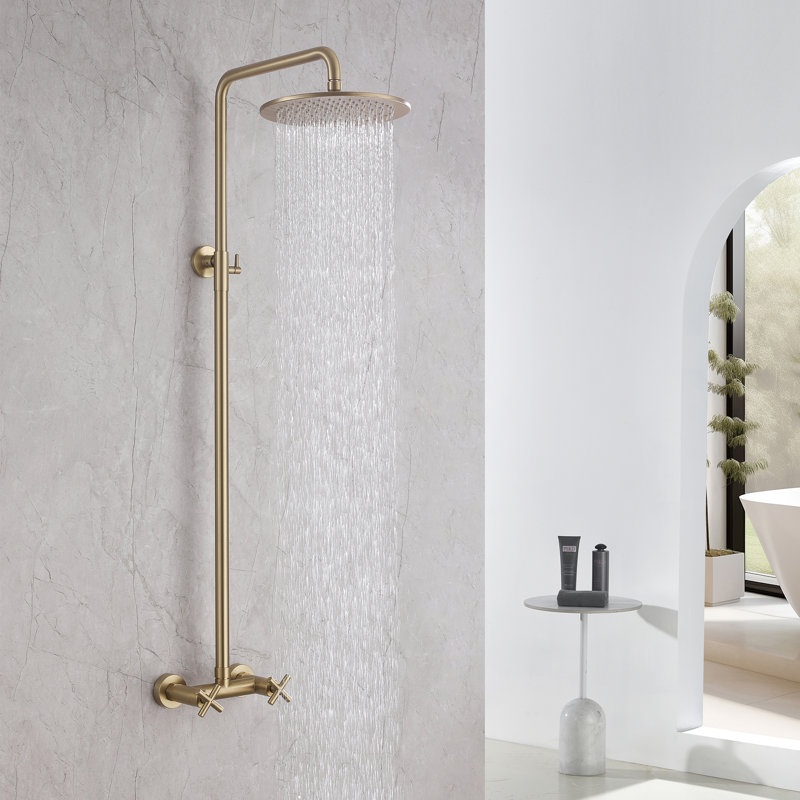 Pommeau de douche mural effet pluie, ensemble de robinetterie de douche, Chrome
