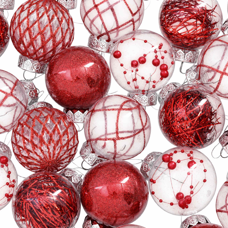 Christmas Ball Set Plastic Christmas Ball Ornaments, Red