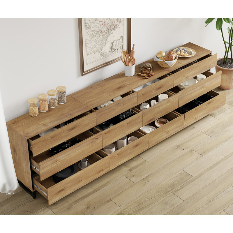 3 In 1 Sideboard Buffet Cabinets With 12 Drawers, Modern Sideboard Credenza With Metal Base, Coffee Bar Cabinet Storage Cabinet